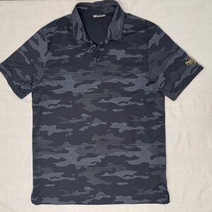 Travis Mathew Golf Performance Polo Shirt Short Sleeve Men's XL Black Camouflage